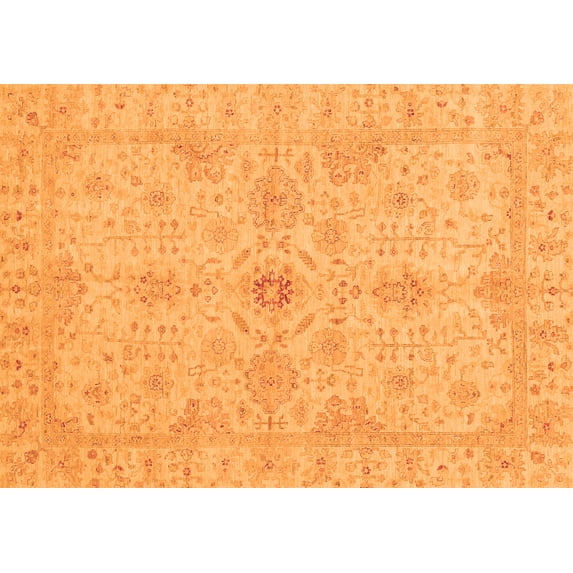 Ahgly Company Machine Washable Indoor Rectangle Oriental Orange Traditional Area Rugs, 2' x 5'