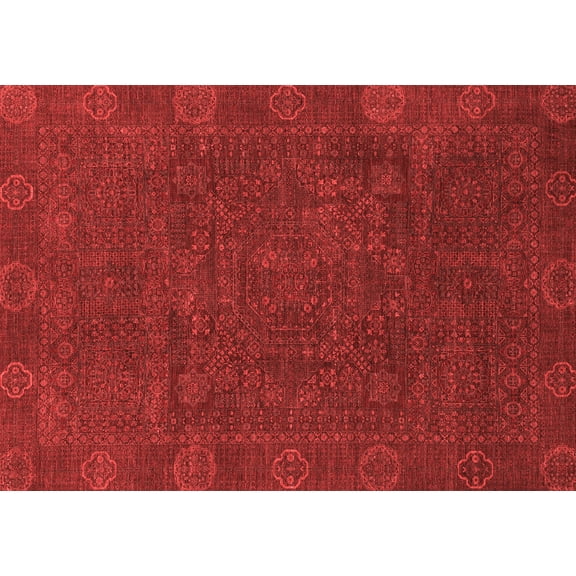 Ahgly Company Machine Washable Indoor Rectangle Oriental Red Modern Area Rugs, 4' x 6'
