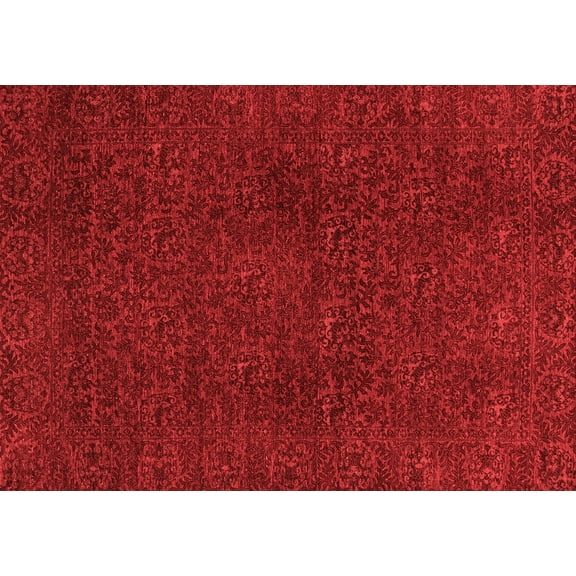 Ahgly Company Machine Washable Indoor Rectangle Oriental Red Modern Area Rugs, 5' x 7'