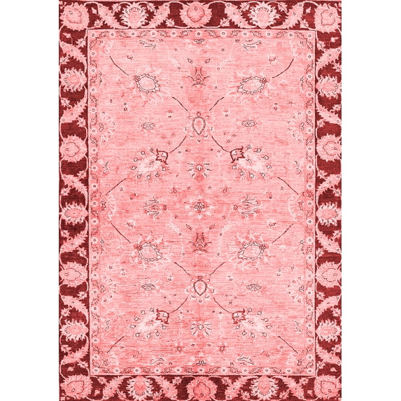 Ahgly Company Machine Washable Indoor Rectangle Oriental Red Traditional Area Rugs, 3' x 5'
