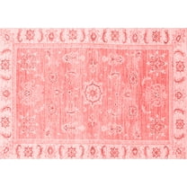 Ahgly Company Machine Washable Indoor Rectangle Oriental Red Traditional Area Rugs, 5' x 7'