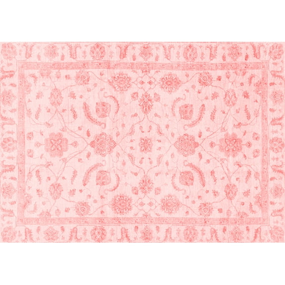 Ahgly Company Machine Washable Indoor Rectangle Oriental Red Traditional Area Rugs, 5' x 7'
