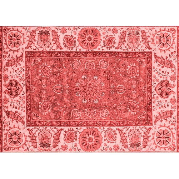 Ahgly Company Machine Washable Indoor Rectangle Oriental Red Traditional Area Rugs, 7' x 10'