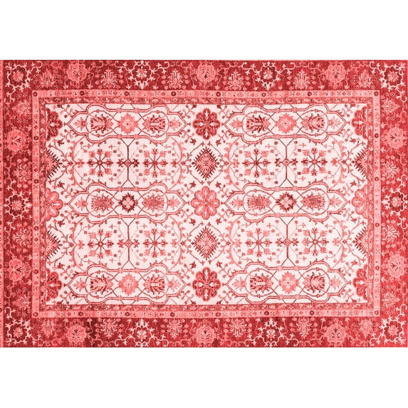 Ahgly Company Machine Washable Indoor Rectangle Oriental Red Traditional Area Rugs, 7' x 10'