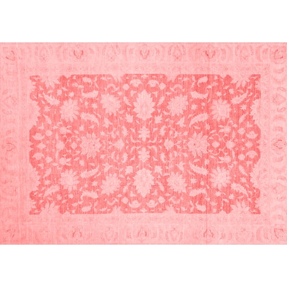 Ahgly Company Machine Washable Indoor Rectangle Oriental Red Traditional Area Rugs, 7' x 9'