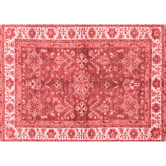 Ahgly Company Machine Washable Indoor Rectangle Oriental Red Traditional Area Rugs, 7' x 9'