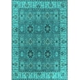 thumbnail image 1 of Ahgly Company Machine Washable Indoor Rectangle Oriental Turquoise Blue Industrial Area Rugs, 2' x 3', 1 of 4