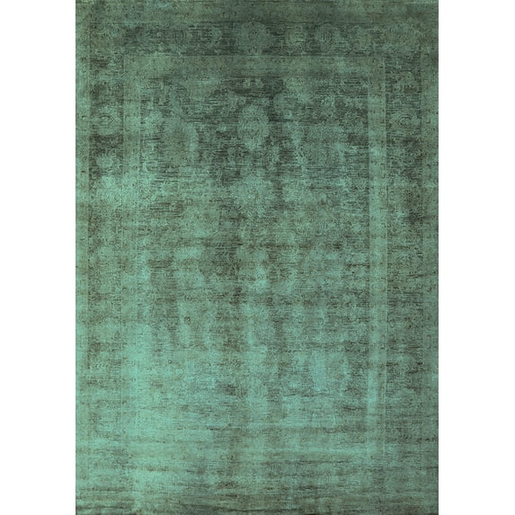 Ahgly Company Machine Washable Indoor Rectangle Oriental Turquoise Blue Industrial Area Rugs, 2' x 5'
