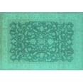 thumbnail image 1 of Ahgly Company Machine Washable Indoor Rectangle Oriental Turquoise Blue Industrial Area Rugs, 5' x 8', 1 of 4