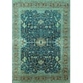 thumbnail image 1 of Ahgly Company Machine Washable Indoor Rectangle Oriental Turquoise Blue Industrial Area Rugs, 6' x 9', 1 of 4