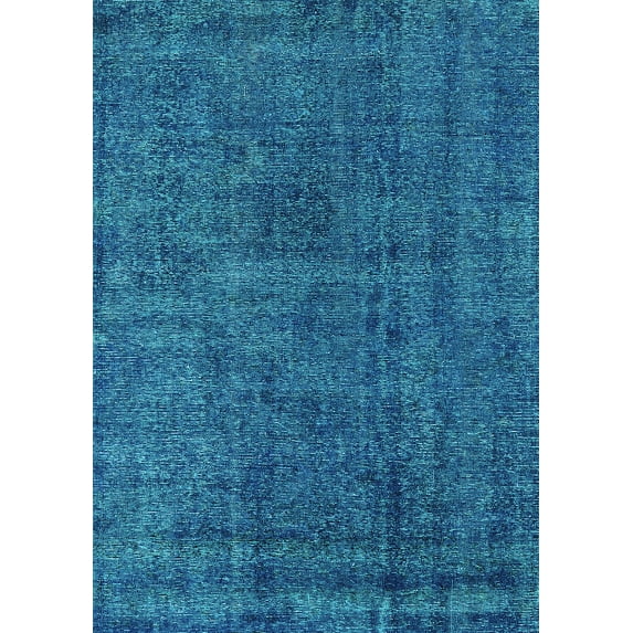 Ahgly Company Machine Washable Indoor Rectangle Oriental Turquoise Blue Industrial Area Rugs, 8' x 10'