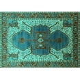 thumbnail image 1 of Ahgly Company Machine Washable Indoor Rectangle Oriental Turquoise Blue Industrial Area Rugs, 8' x 10', 1 of 4