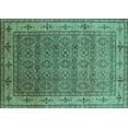 thumbnail image 1 of Ahgly Company Machine Washable Indoor Rectangle Oriental Turquoise Blue Industrial Area Rugs, 8' x 12', 1 of 4