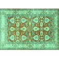 thumbnail image 1 of Ahgly Company Machine Washable Indoor Rectangle Oriental Turquoise Blue Traditional Area Rugs, 5' x 8', 1 of 4
