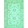 thumbnail image 1 of Ahgly Company Machine Washable Indoor Rectangle Oriental Turquoise Blue Traditional Area Rugs, 5' x 8', 1 of 4