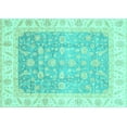thumbnail image 1 of Ahgly Company Machine Washable Indoor Rectangle Oriental Turquoise Blue Traditional Area Rugs, 8' x 10', 1 of 4