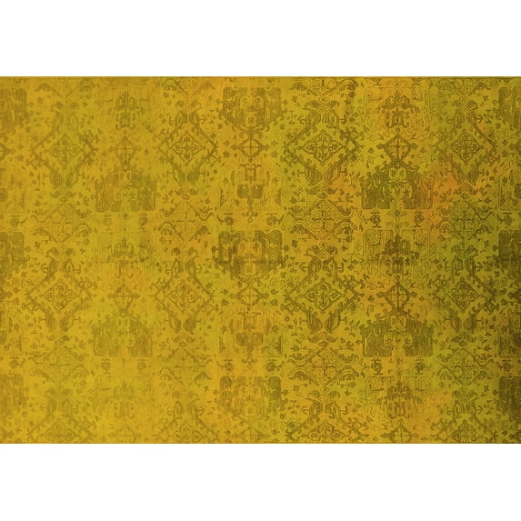 Ahgly Company Machine Washable Indoor Rectangle Oriental Yellow Industrial Area Rugs, 6' x 9'