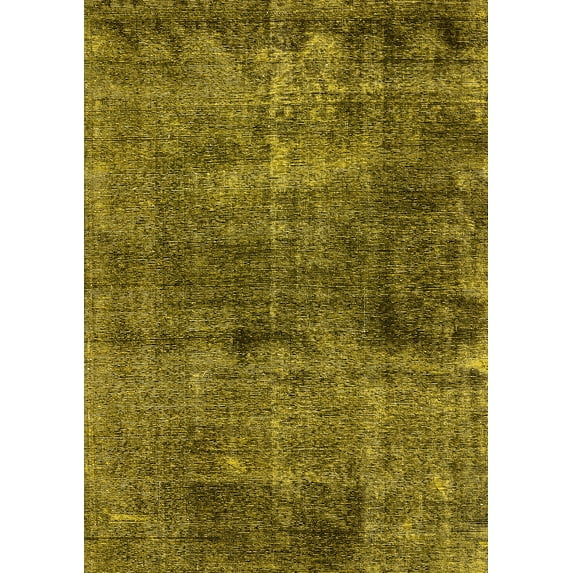 Ahgly Company Machine Washable Indoor Rectangle Oriental Yellow Industrial Area Rugs, 6' x 9'