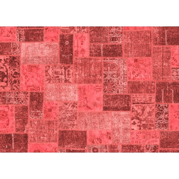 Ahgly Company Machine Washable Indoor Rectangle Patchwork Red Transitional Area Rugs, 6' x 9'