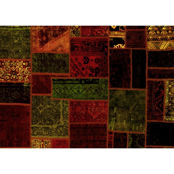 Ahgly Company Machine Washable Indoor Rectangle Patchwork Yellow Transitional Area Rugs, 8' x 10'