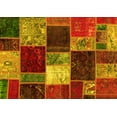 thumbnail image 1 of Ahgly Company Machine Washable Indoor Rectangle Patchwork Yellow Transitional Area Rugs, 8' x 10', 1 of 4