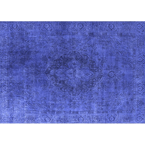 Ahgly Company Machine Washable Indoor Rectangle Persian Blue Bohemian Area Rugs, 5' x 8'