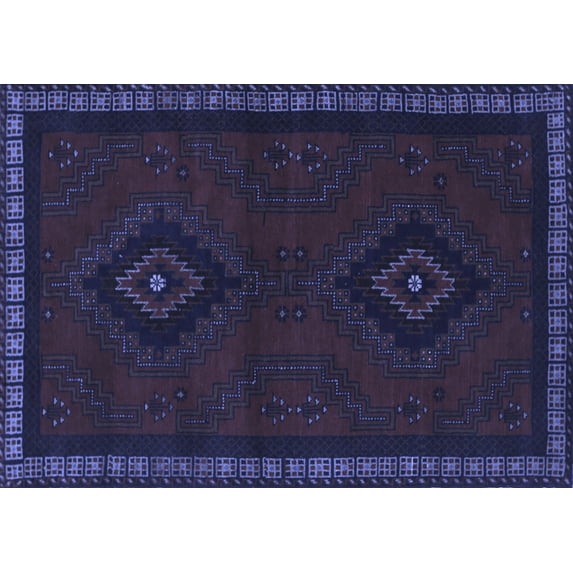 Ahgly Company Machine Washable Indoor Rectangle Persian Blue Traditional Area Rugs, 2' x 3'