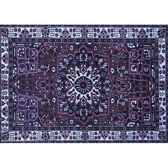 Ahgly Company Machine Washable Indoor Rectangle Persian Blue Traditional Area Rugs, 2' x 5'