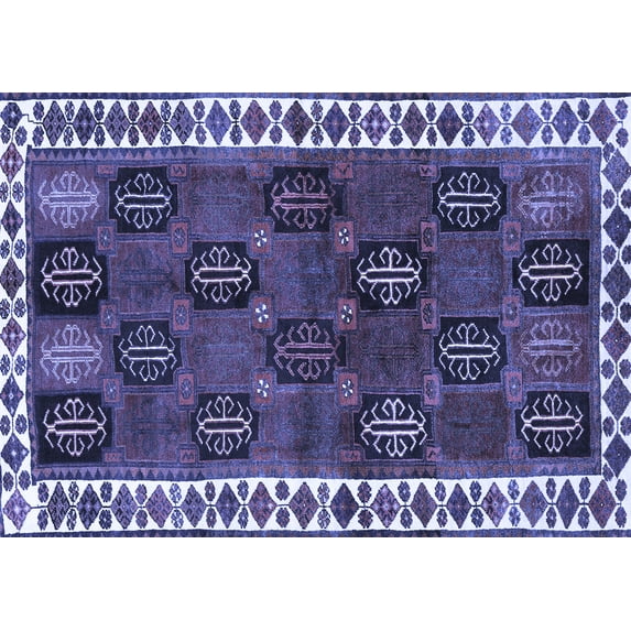 Ahgly Company Machine Washable Indoor Rectangle Persian Blue Traditional Area Rugs, 3' x 5'