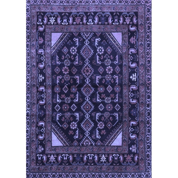 Ahgly Company Machine Washable Indoor Rectangle Persian Blue Traditional Area Rugs, 5' x 8'