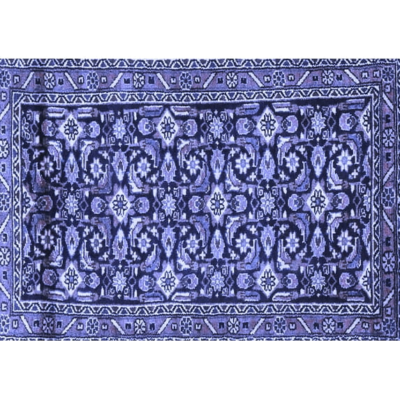 Ahgly Company Machine Washable Indoor Rectangle Persian Blue Traditional Area Rugs, 6' x 9'