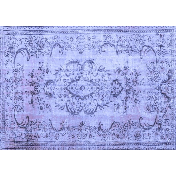 Ahgly Company Machine Washable Indoor Rectangle Persian Blue Traditional Area Rugs, 7' x 10'