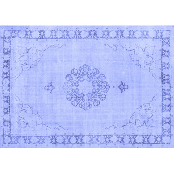 Ahgly Company Machine Washable Indoor Rectangle Persian Blue Traditional Area Rugs, 8' x 10'