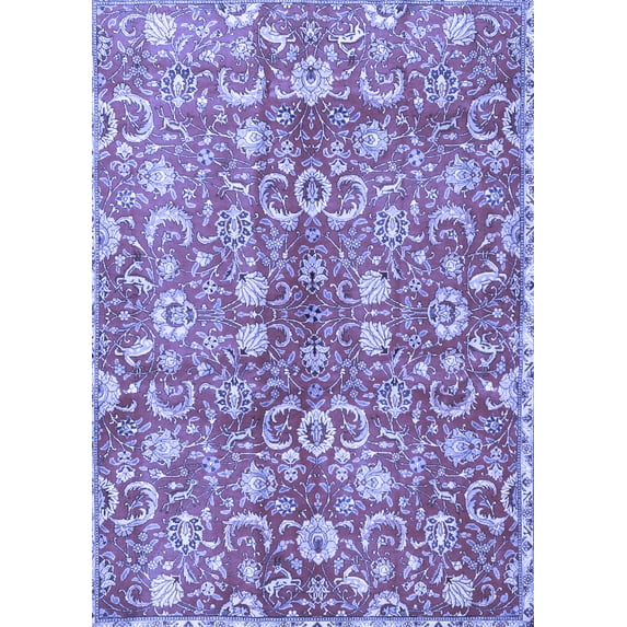 Ahgly Company Machine Washable Indoor Rectangle Persian Blue Traditional Area Rugs, 8' x 10'