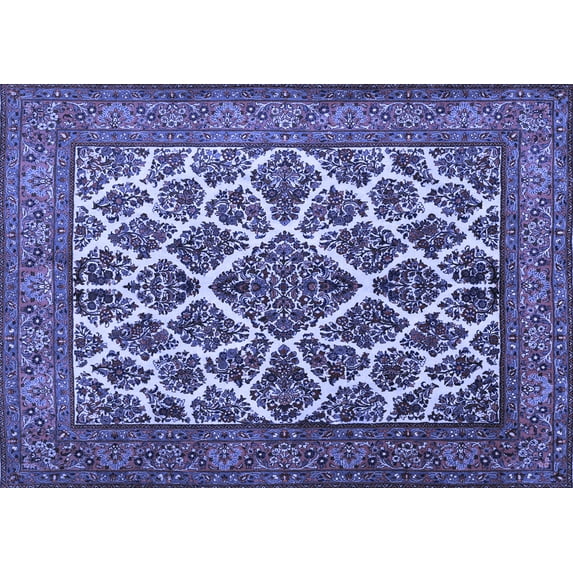 Ahgly Company Machine Washable Indoor Rectangle Persian Blue Traditional Area Rugs, 8' x 12'