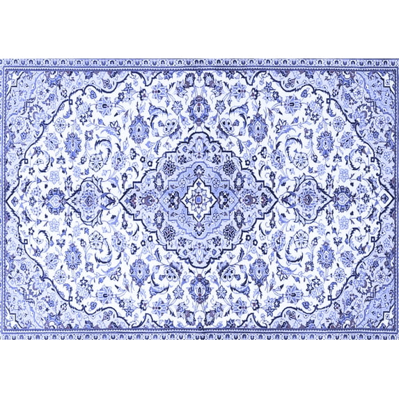 Ahgly Company Machine Washable Indoor Rectangle Persian Blue Traditional Area Rugs, 8' x 12'