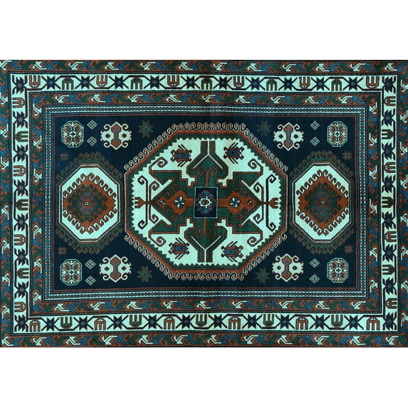 Ahgly Company Machine Washable Indoor Rectangle Persian Light Blue Traditional Area Rugs, 2' x 3'