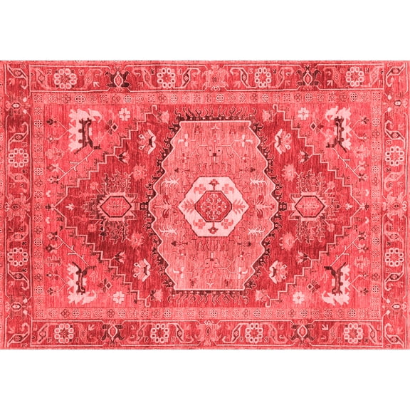 Ahgly Company Machine Washable Indoor Rectangle Persian Red Traditional Area Rugs, 5' x 7'