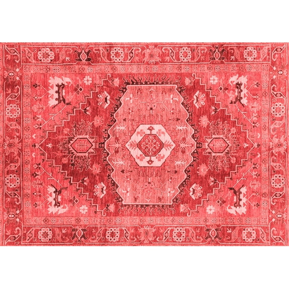 Ahgly Company Machine Washable Indoor Rectangle Persian Red Traditional Area Rugs, 5' x 7'