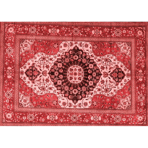 Ahgly Company Machine Washable Indoor Rectangle Persian Red Traditional Area Rugs, 6' x 9'