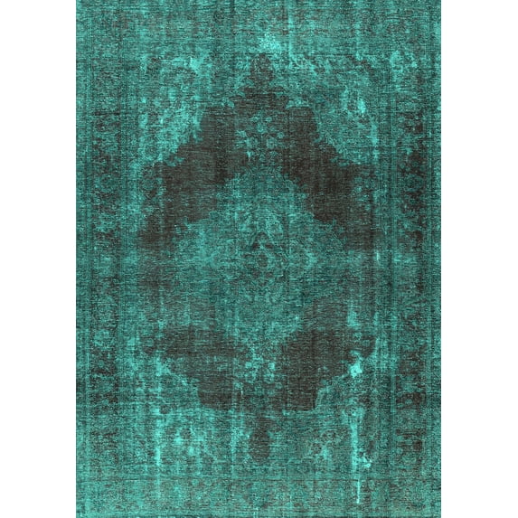 Ahgly Company Machine Washable Indoor Rectangle Persian Turquoise Blue Bohemian Area Rugs, 2' x 3'