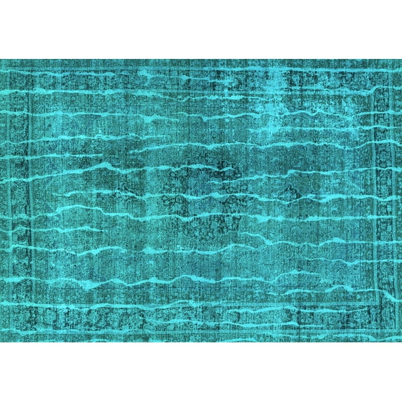 Ahgly Company Machine Washable Indoor Rectangle Persian Turquoise Blue Bohemian Area Rugs, 2' x 4'