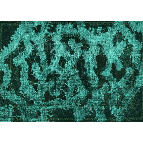 Ahgly Company Machine Washable Indoor Rectangle Persian Turquoise Blue Bohemian Area Rugs, 2' x 5'