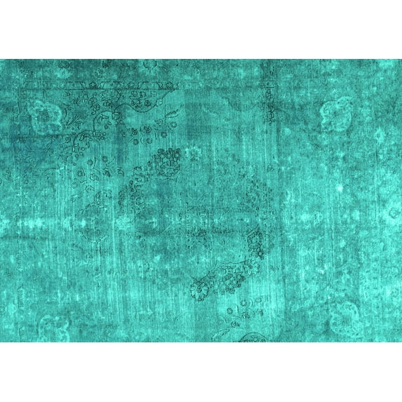 Ahgly Company Machine Washable Indoor Rectangle Persian Turquoise Blue Bohemian Area Rugs, 5' x 7'