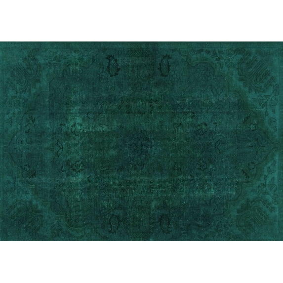 Ahgly Company Machine Washable Indoor Rectangle Persian Turquoise Blue Bohemian Area Rugs, 5' x 7'