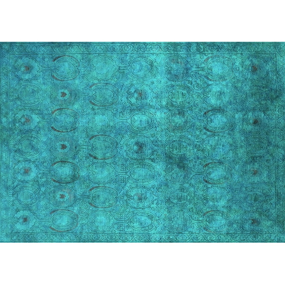 Ahgly Company Machine Washable Indoor Rectangle Persian Turquoise Blue Bohemian Area Rugs, 5' x 7'