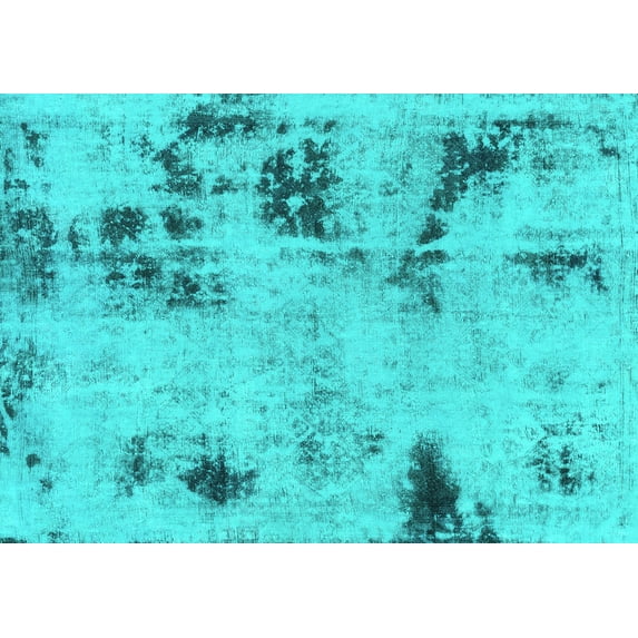 Ahgly Company Machine Washable Indoor Rectangle Persian Turquoise Blue Bohemian Area Rugs, 8' x 12'