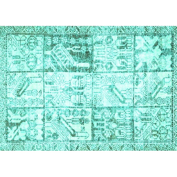 Ahgly Company Machine Washable Indoor Rectangle Persian Turquoise Blue Traditional Area Rugs, 2' x 3'
