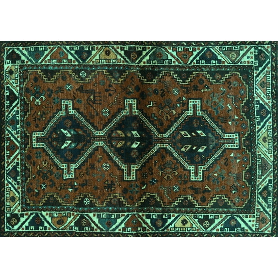 Ahgly Company Machine Washable Indoor Rectangle Persian Turquoise Blue Traditional Area Rugs, 2' x 3'
