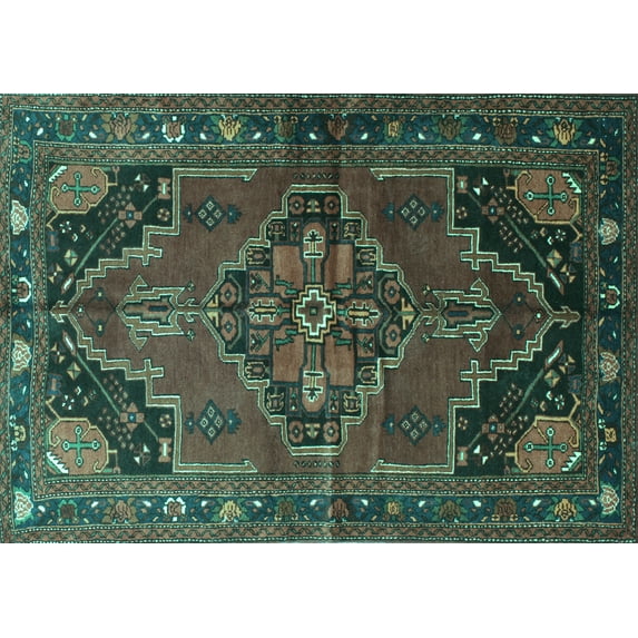Ahgly Company Machine Washable Indoor Rectangle Persian Turquoise Blue Traditional Area Rugs, 2' x 3'